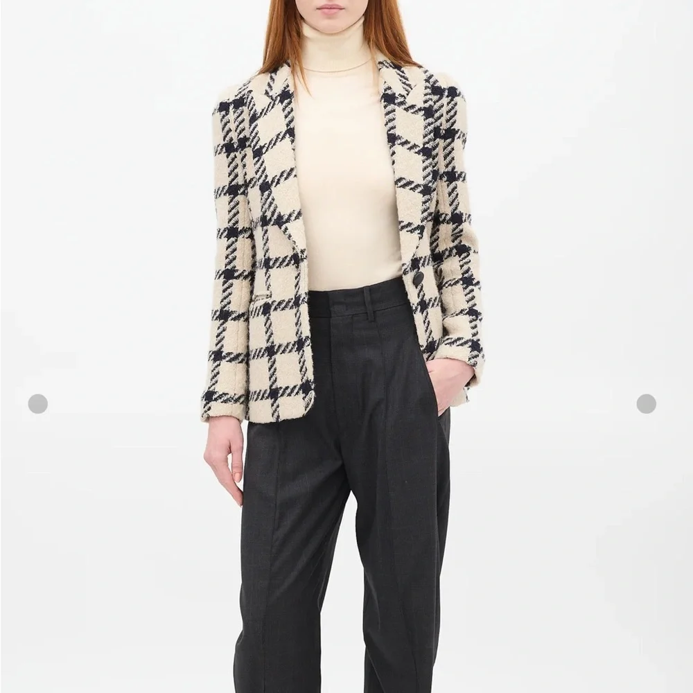 ISABEL MARANT Plaid Women's Jacket in Cream and Black SIZE 36 - Picture 4 of 16